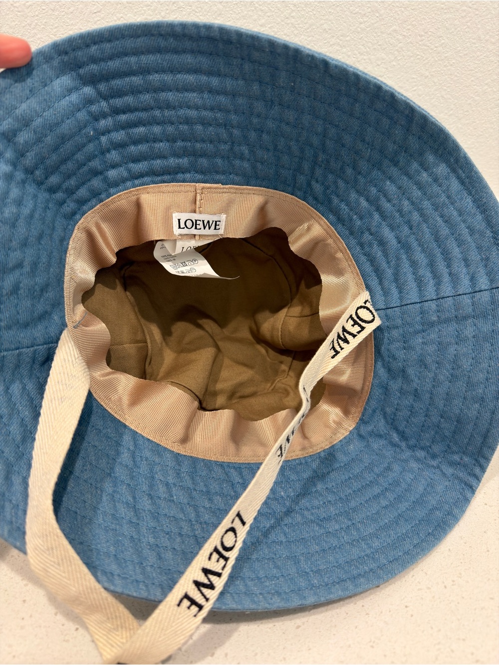 Loewe Denim-Blue Canvas Bucket Hat with Branded Cream Strap - Picture 3 of 3